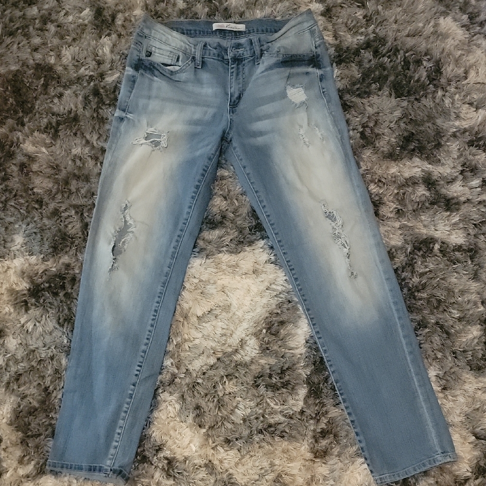KanCan Blue Boyfriend Jeans Distressed Relaxed Fit